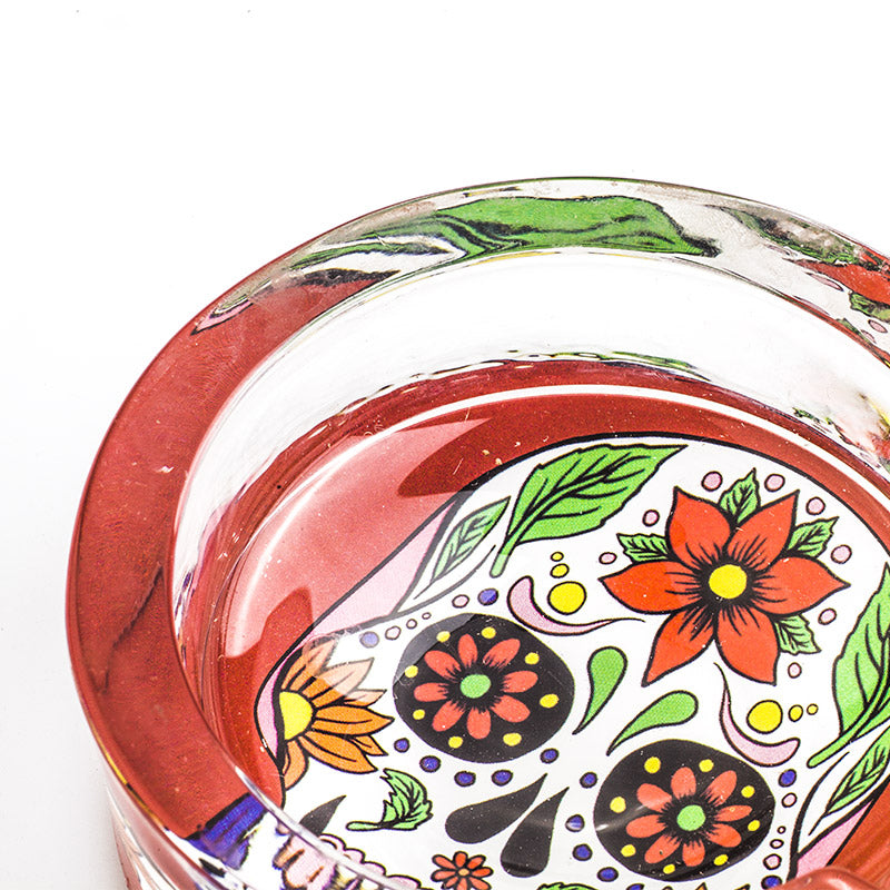 Day of Dead Skull Glass Ashtray (Random Pattern)