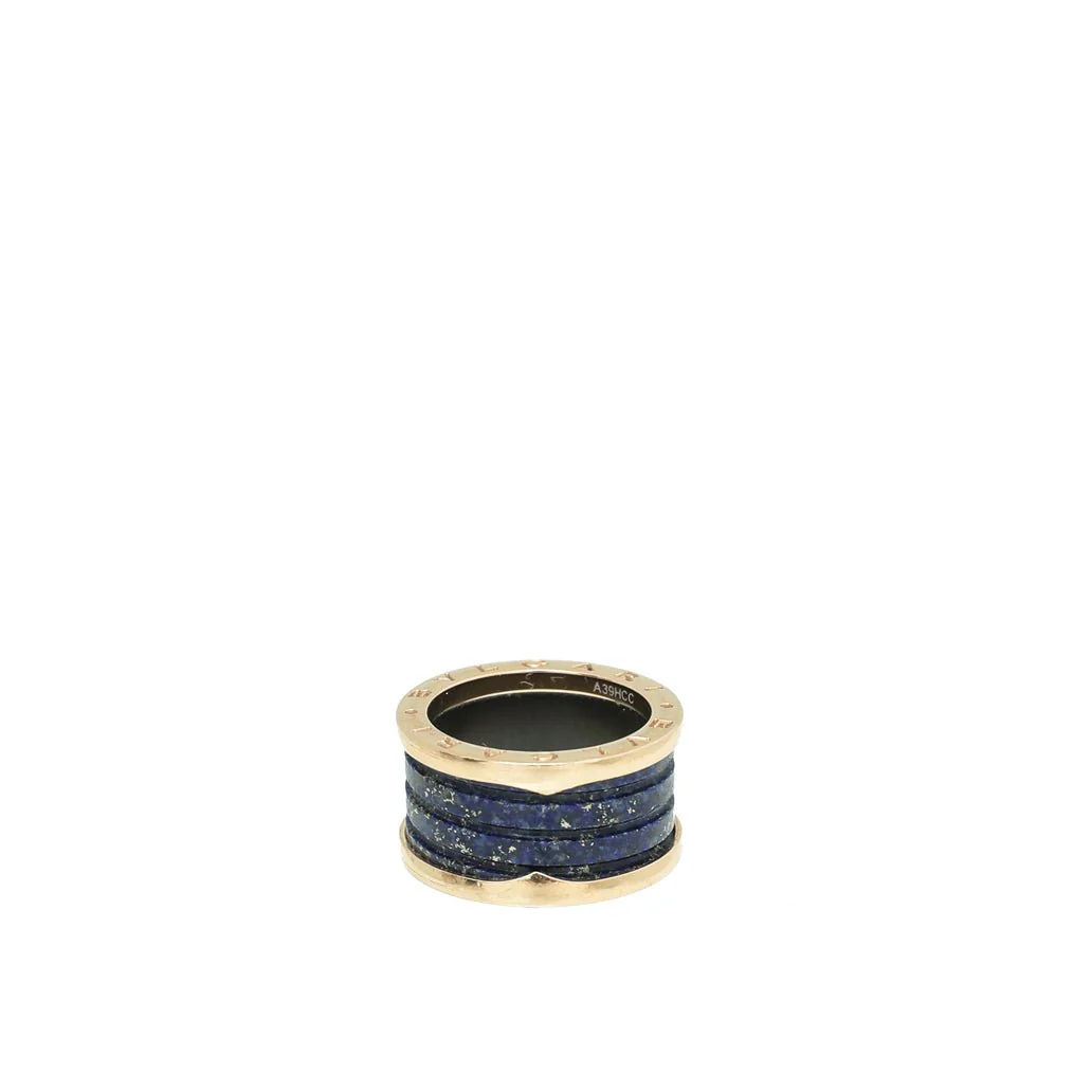 Bvlgari 18K Rose Gold Blue Marble b Zero1 Band 4 Ring 54