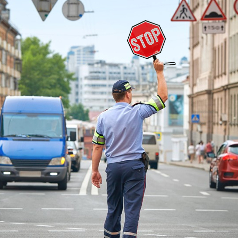 Cross-border handheld STOP warning sign with USB interface, direct light emission, traffic deceleration SLOW sign
