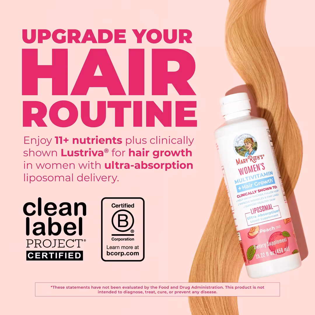 MaryRuth's  Women's Multivitamin + Hair Growth Liposomal Peach