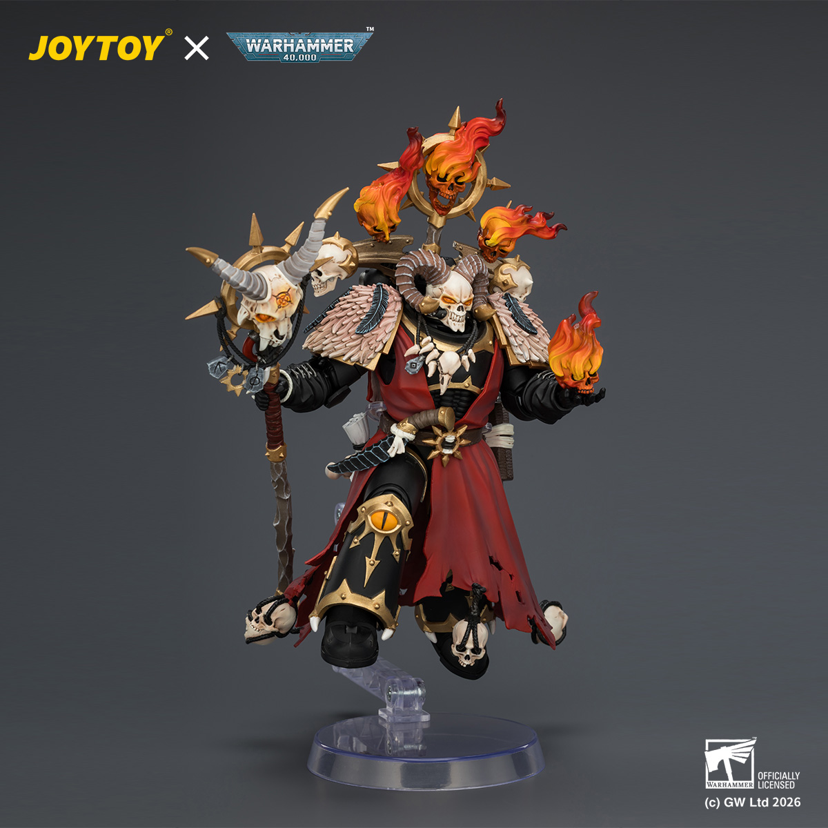 JOYTOY JT04759 Warhammer 40k 1:18 Black Legion Master of Possession with Staff of Possession and Bolt Pistol - JOYTOY WORLD