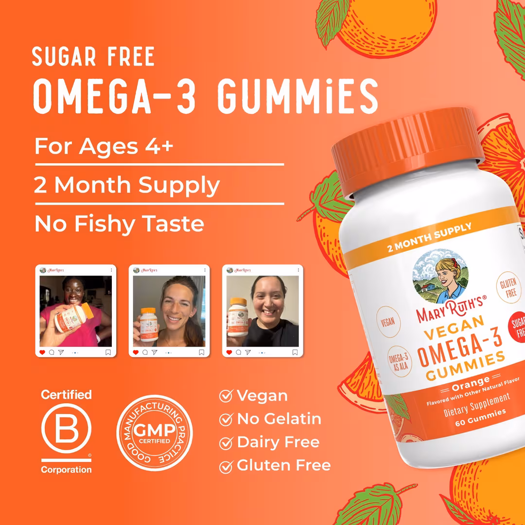 MaryRuth's  Vegan Omega 3 Gummies Orange