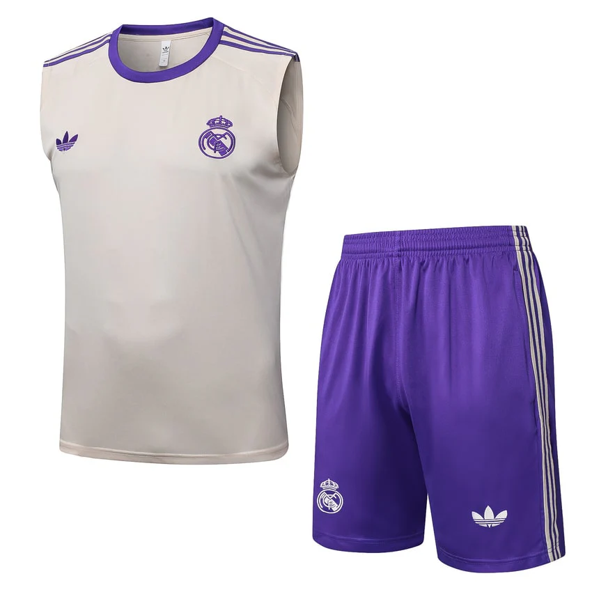 Real Madrid Tank Top Shorts Men 2025 2026 Beige Purple