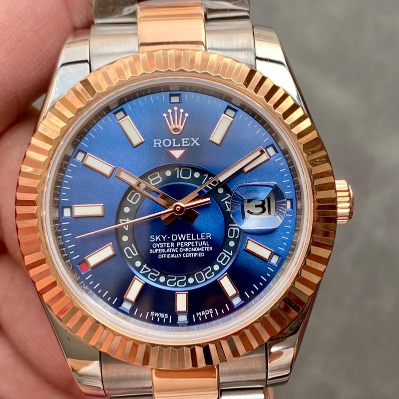 Rolex Watch SKY-DWELLER TWO-TONE 42MM ROSE GOLD BEZEL BLUE DIAL