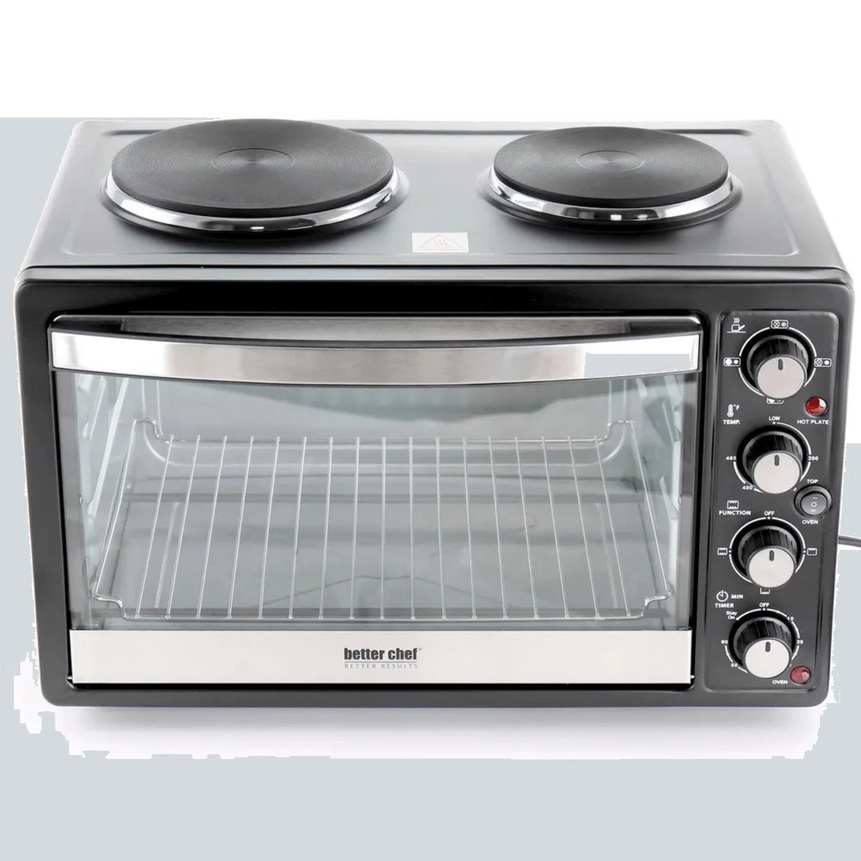 Better Chef Chef Central XL Toaster Oven and Broiler with Dual Solid Element Burners in Black
