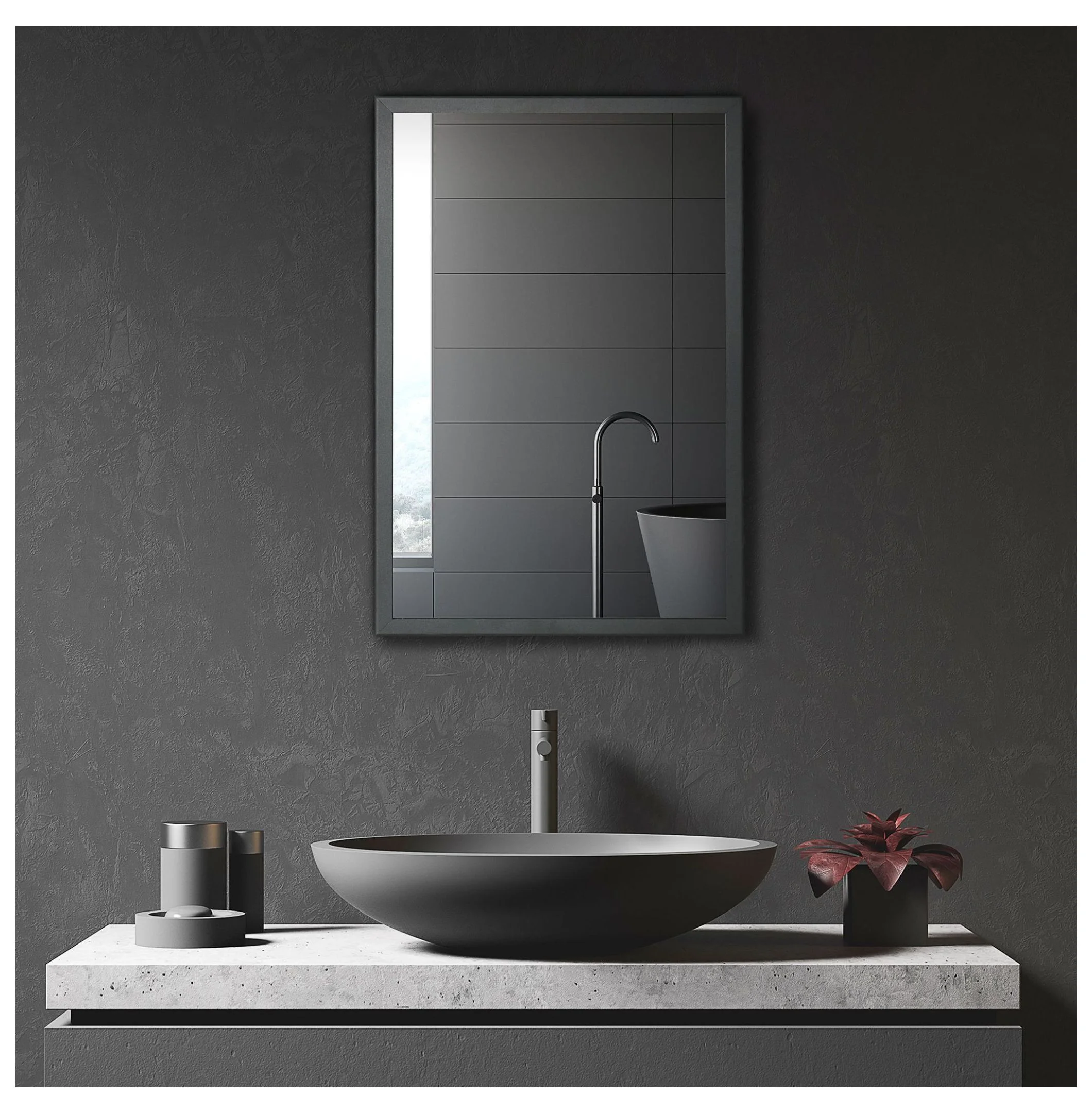 Compact Wall Cabinet, Black Single Door Medicine Cabinet with Mirror & Shelves for Bathroom or Home