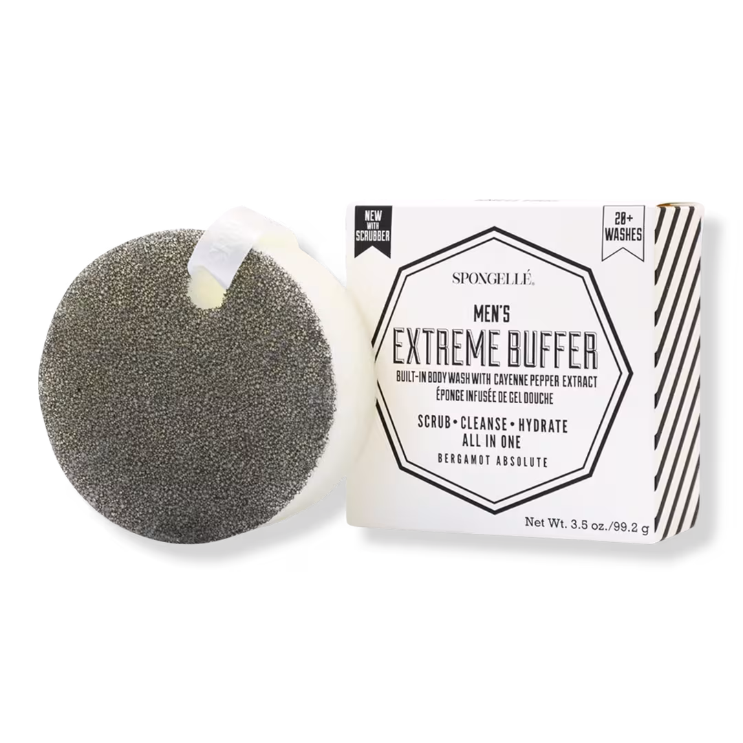 SPONGELLE  Extreme Buffer Bergamot Absolute Men's Body Buffer | Body Wash Infused Buffer