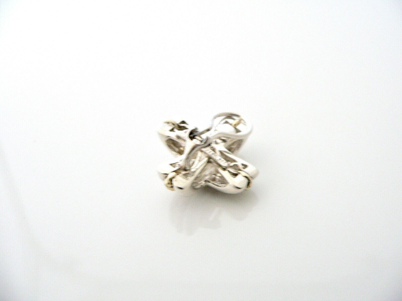 Tiffany & Co 18K Gold Silver Signature X Omega Backs T Co Large SINGLE EARRING