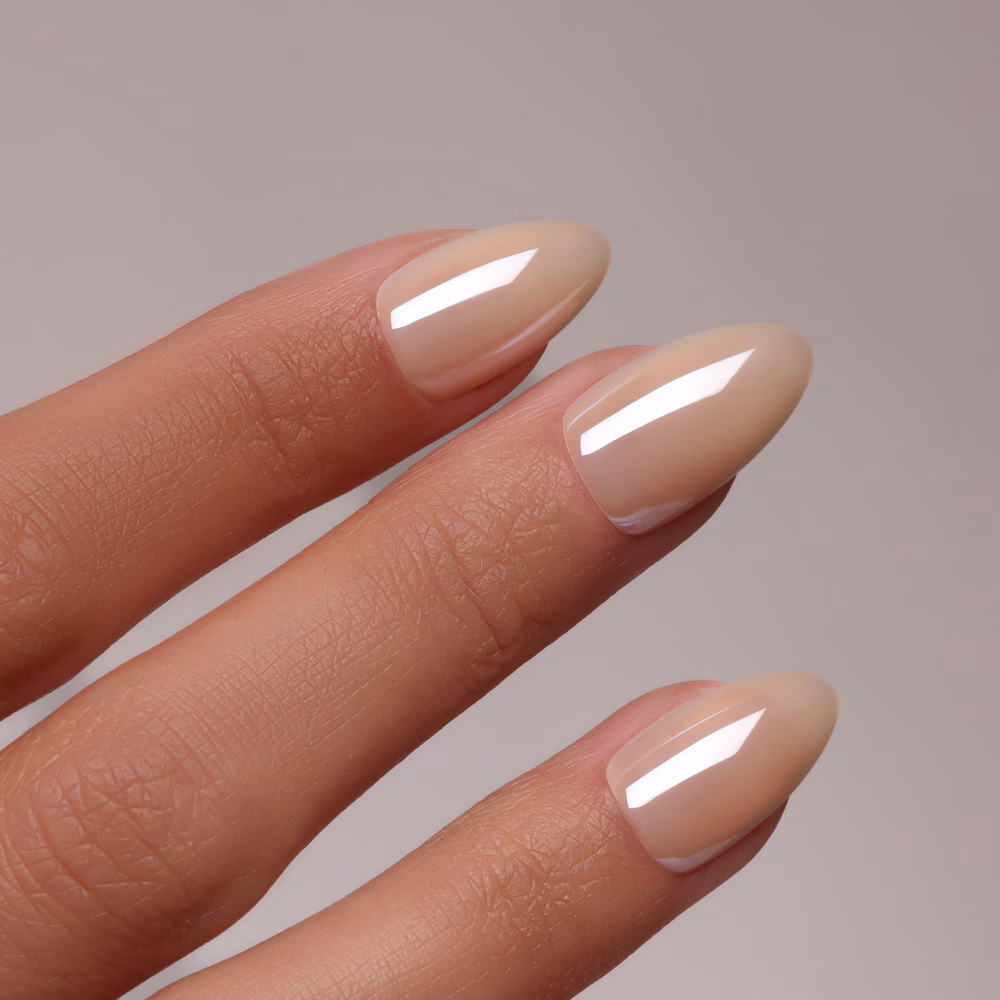 Glazed Pearl Almond Softgel Press On Nails