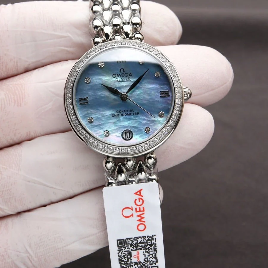 Omega Watch DEVILLE PRESTIGE 32MM STEEL DIAMOND BEZEL BLUE MOP DIAL