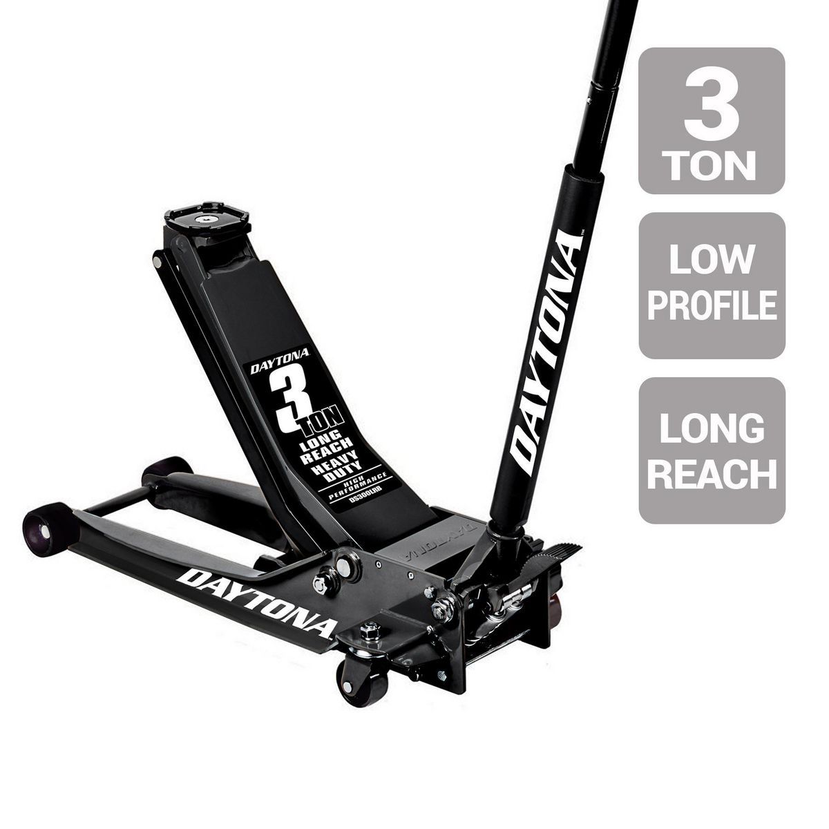 DAYTONA 3 Ton Long-Reach Low-Profile Professional Floor Jack with RAPID PUMP, Blue