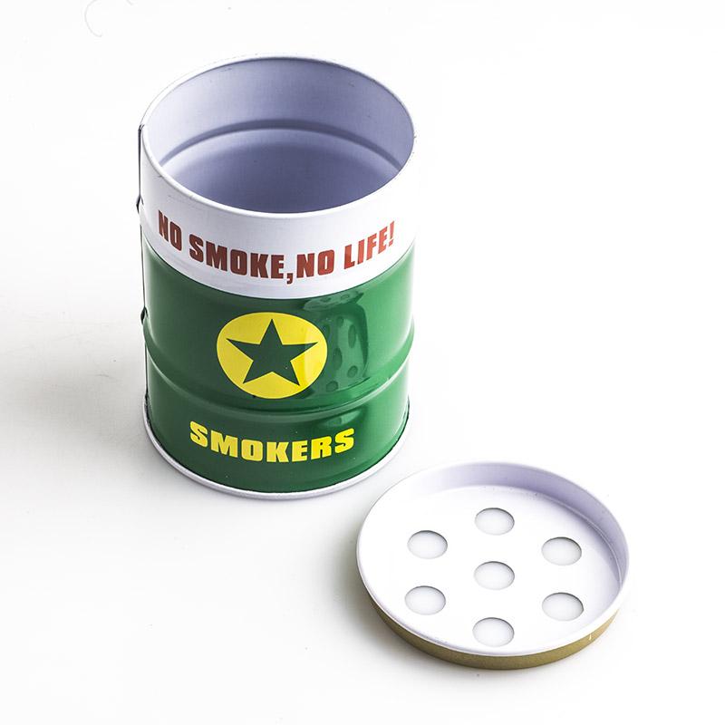 Oil Drum Shaped Tin Ashtray (Random Pattern)