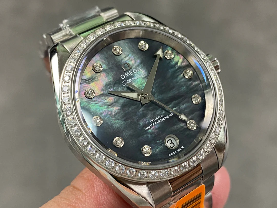 Omega Watch Seamaster 34mm Diamond Mother Of Pearl Dial