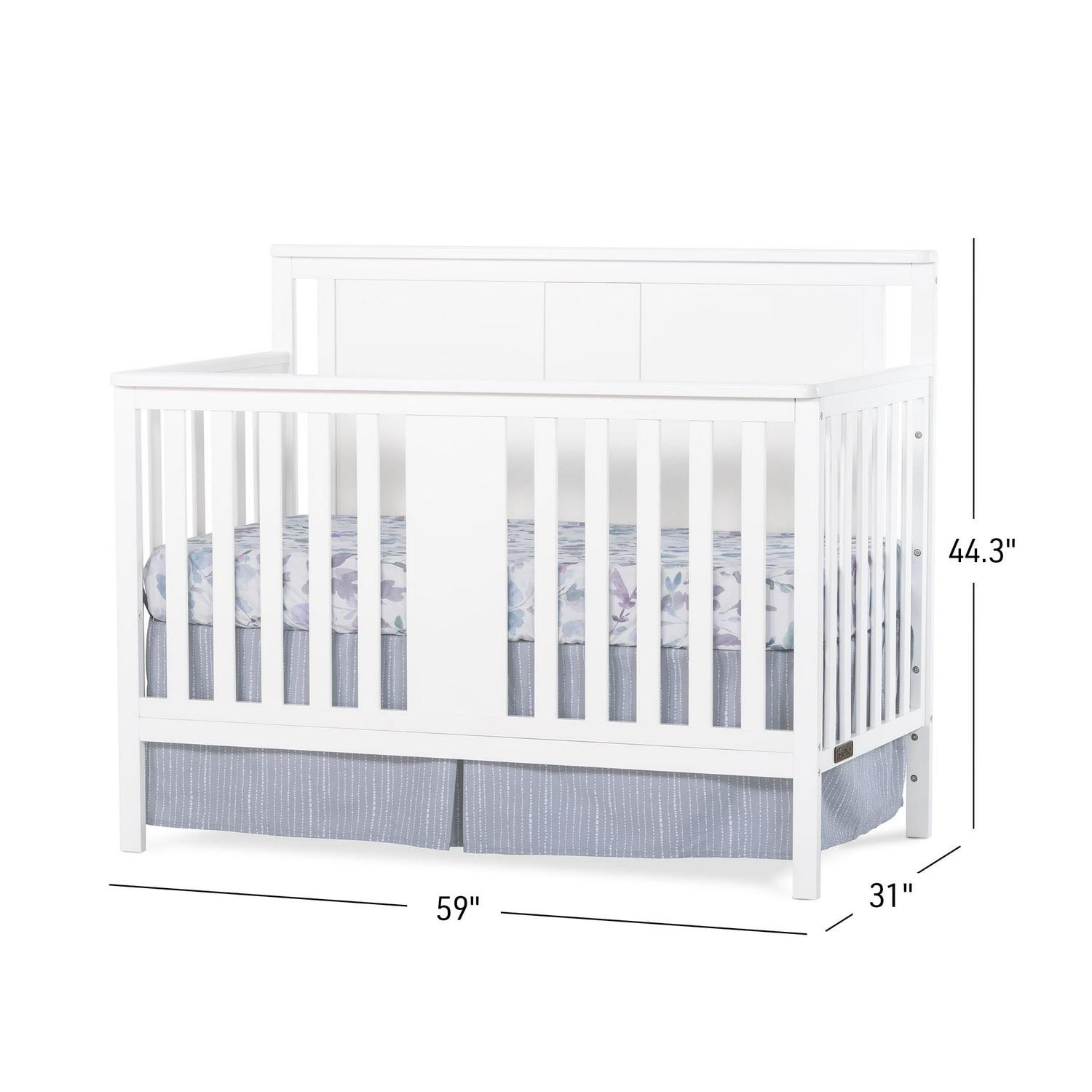 Child Craft Quincy 4-in-1 Convertible Crib. Baby Crib Converts to Day Bed. Toddler Bed and Full Size Bed. 3 Adjustable Mattress Positions. Non-Toxic. Baby Safe Finish (Matte White)