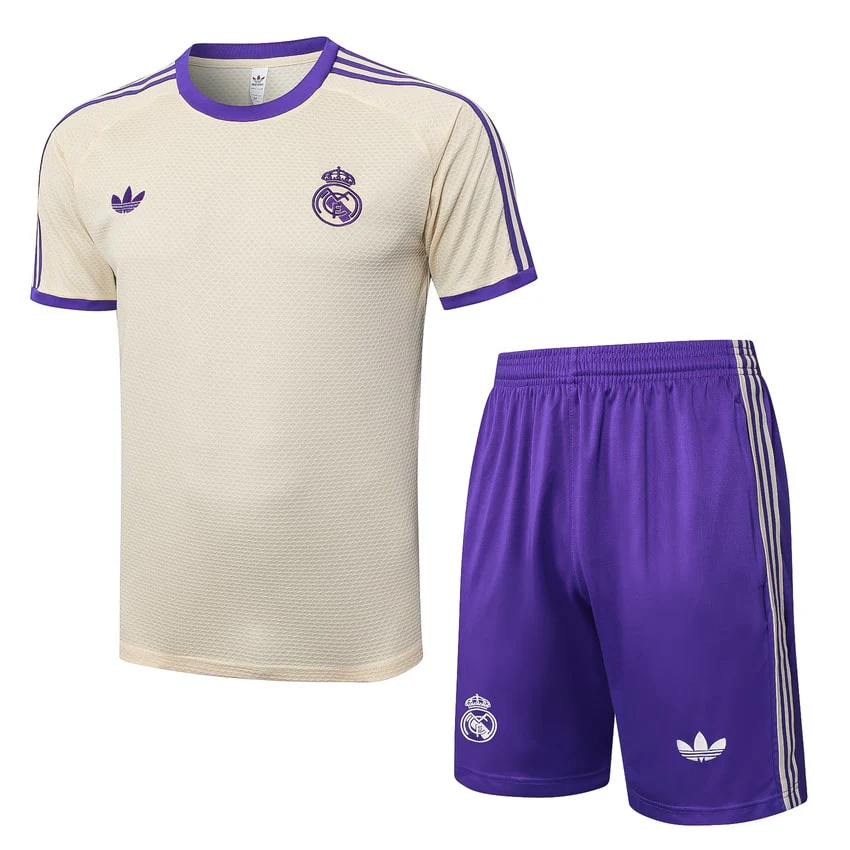 Real Madrid Jersey Shorts Set Men 2025 2026 Beige Purple