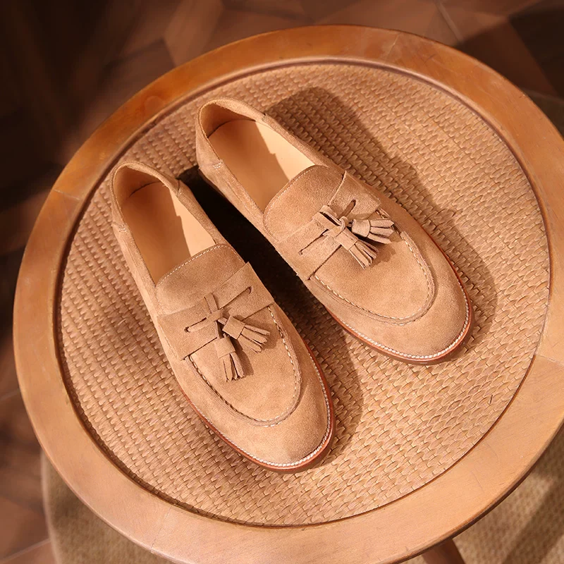 Goodyear horse leather flip loafers