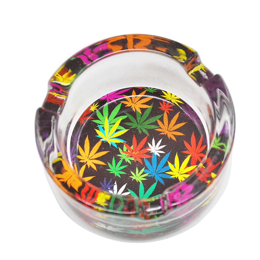 Marijuana Leaf Glass Ashtray (Random Pattern)
