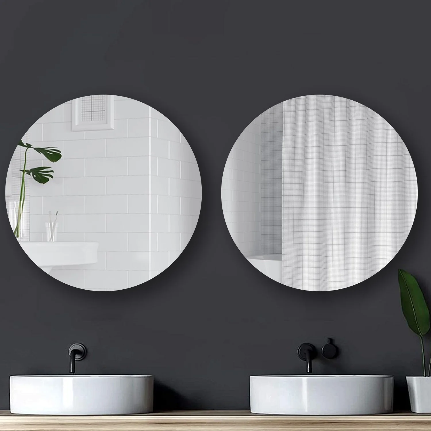 FUMANGO Medicine Cabinet Round Bathroom Cabinet Mirror, Circular Storage Cabinet Round Frameless Mirror Cabinet with Surface Mounted