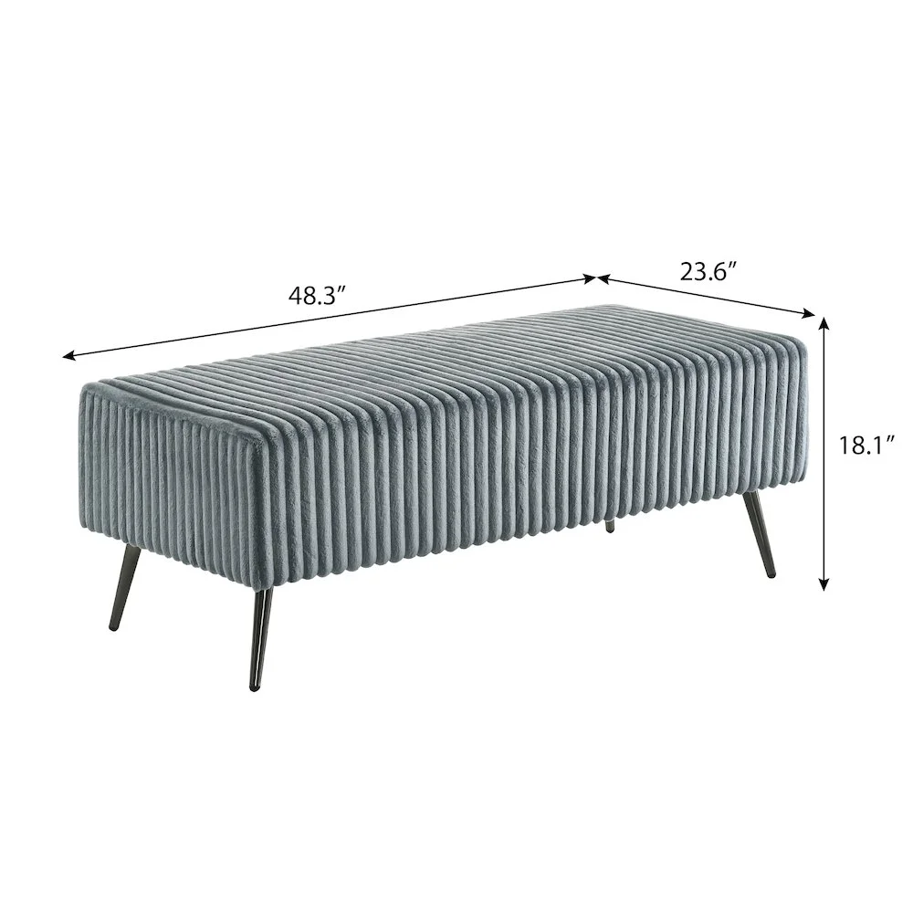 Roundhill Furniture Mavela Wide Wale Corduroy Upholstery Panel King Bed with 2 Nightstands and Bench