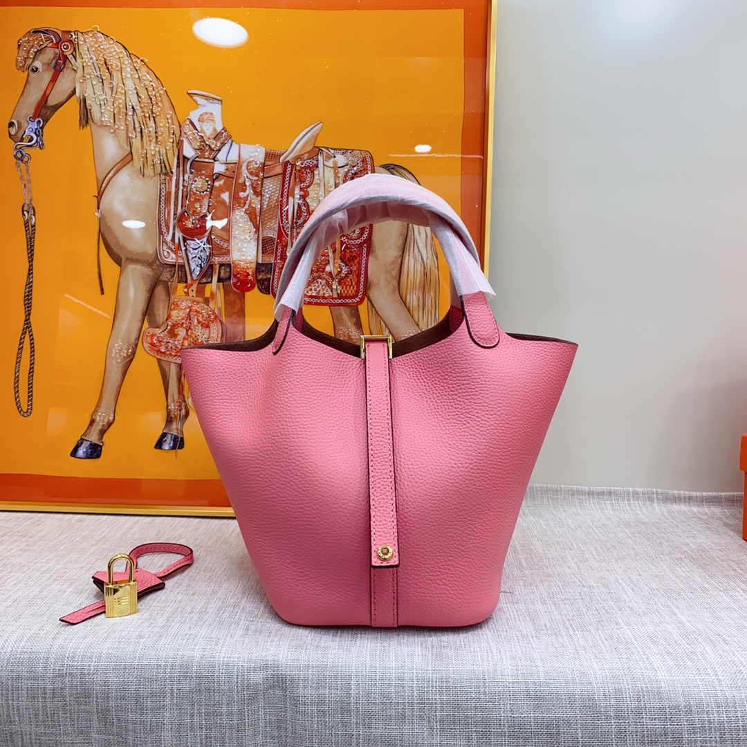 Hermes Clemence Picotin Lock Bag Golden Hardware-Pink Bag