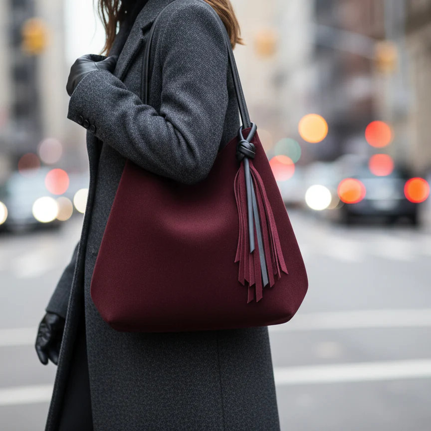 Oxblood Felt Tote