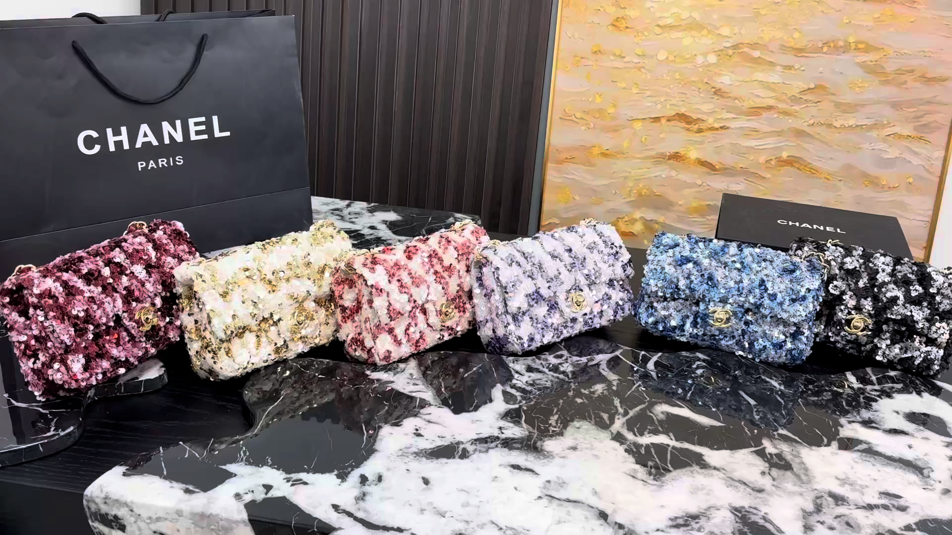 Chanel Sequined CF Chain Bag