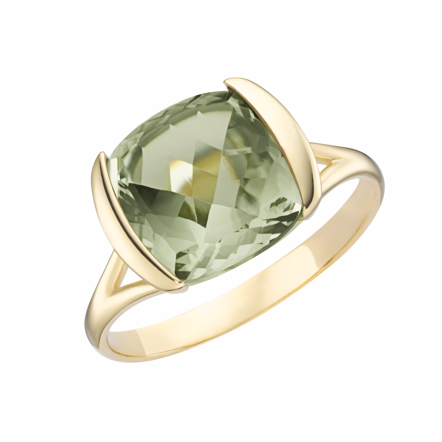 Ring mit quadrat. / abgerundeten Edelstein, Gold 375