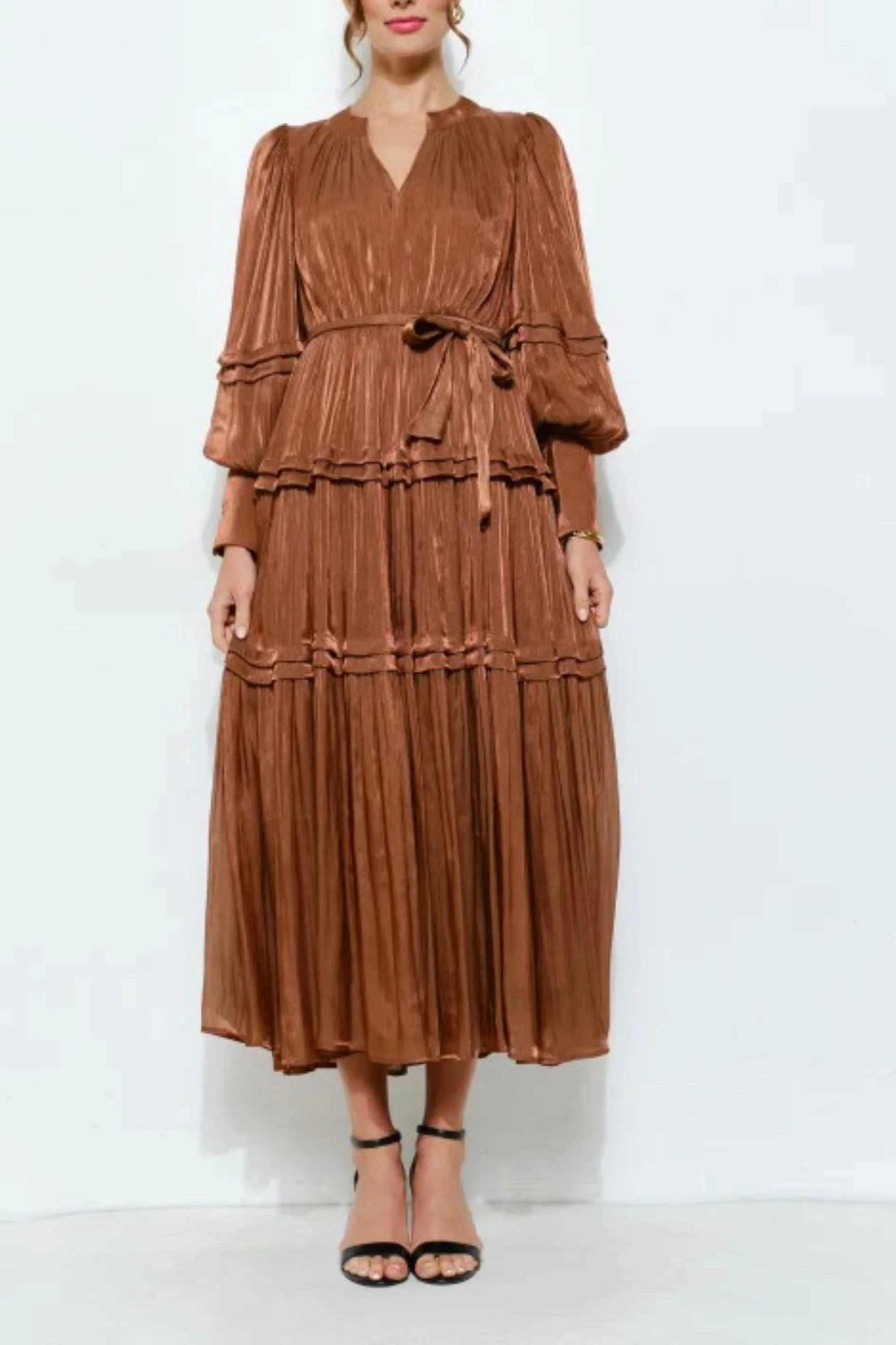 Metallic Bronze Tiered dress