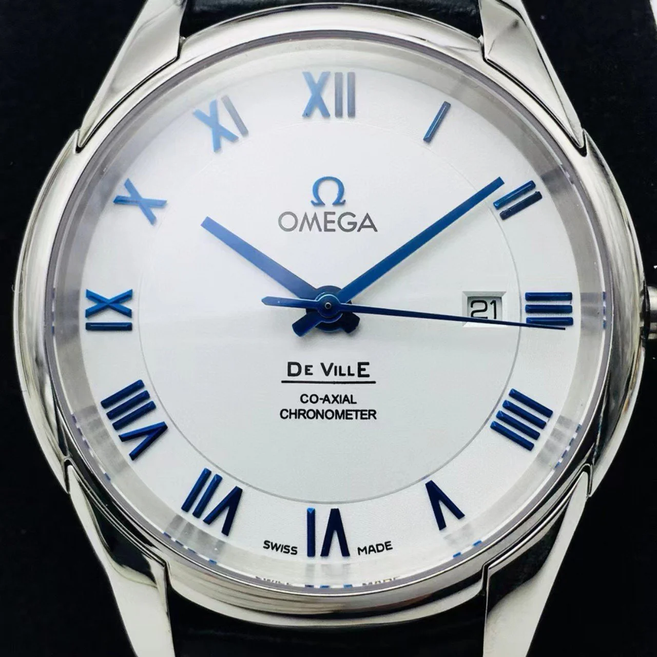 Omega Watch DEVILLE HOUR VISION CO-AXIAL WHITE DIAL LEATHER