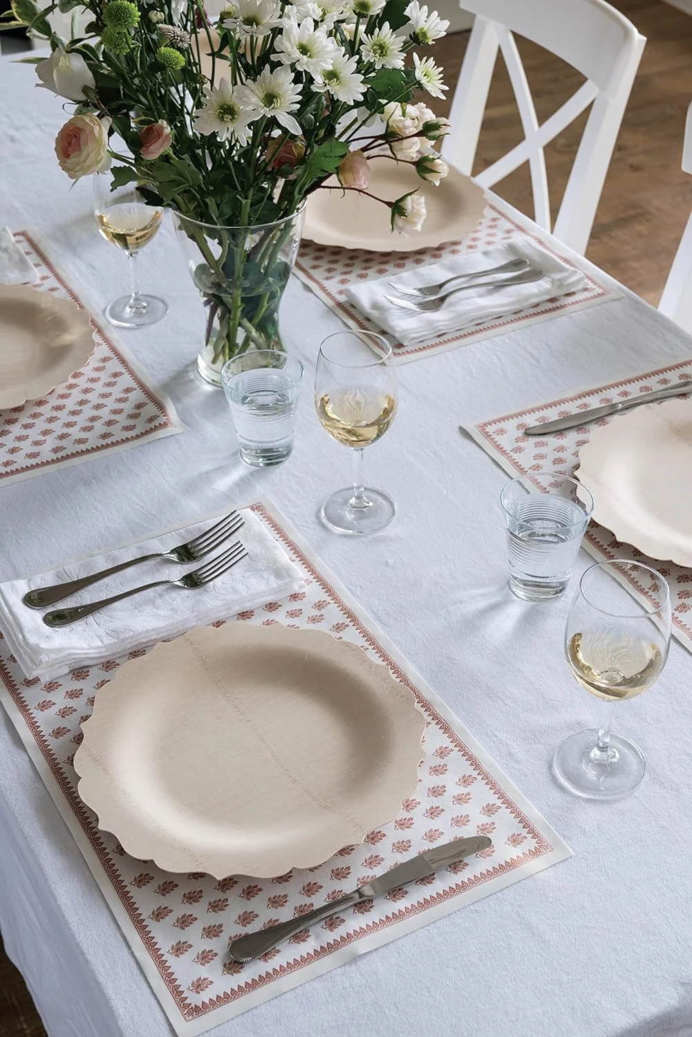 Bambu Pack of 100-9 Inch Fancy 100% Bamboo Plates C Premium Disposable Dinnerware | Elegant, Biodegradable Veneerware Natural Tableware for Weddings, Parties, Entertaining & Special Occasions