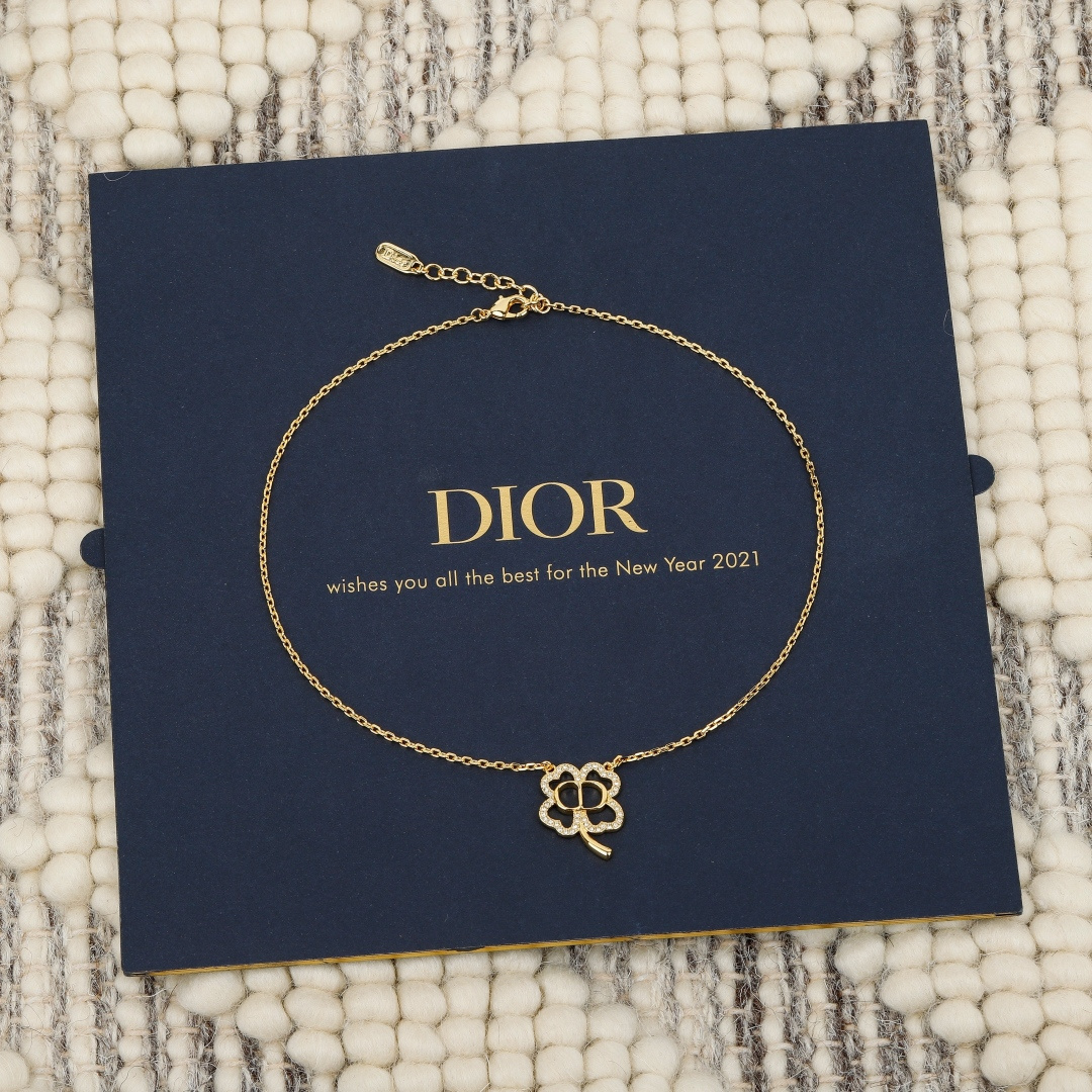 Dior Openwork Four-Leaf Clover CD Necklace