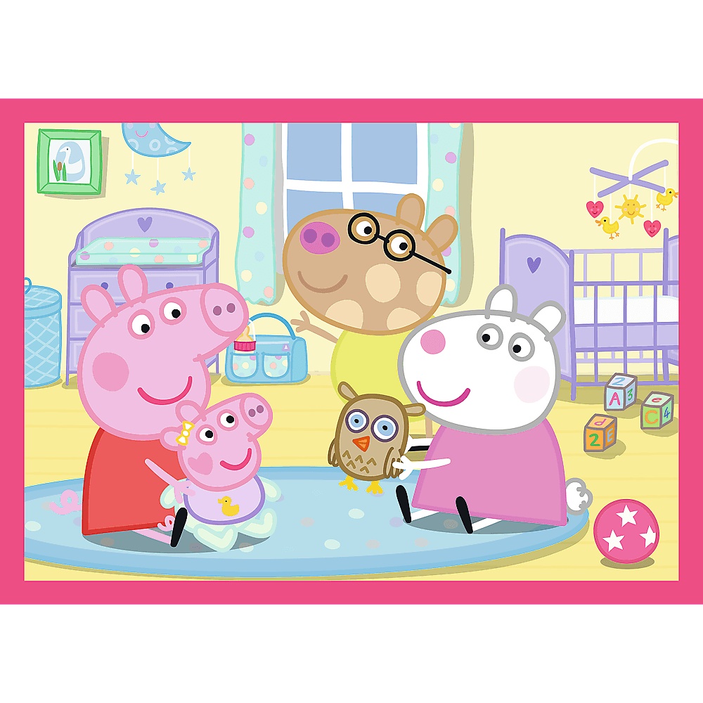 Puzzle 4W1 Świnka Peppa, Peppa Uwielbia Przygody