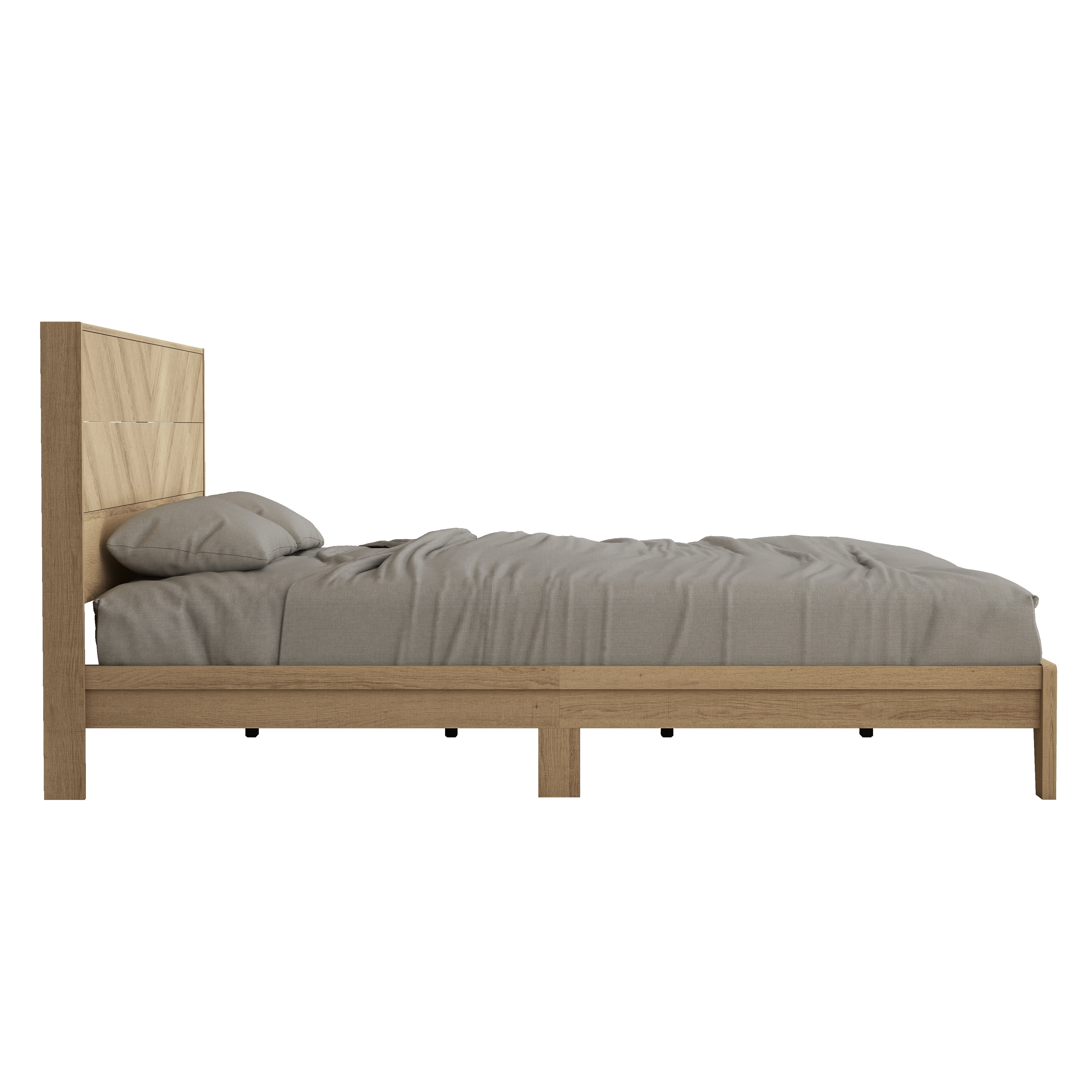 Galano Weiss Clara Queen Bed Frame with Headboard, Oslo Oak