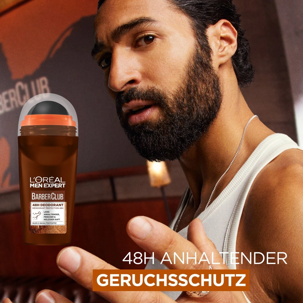 Roll-On Barber Club 48H Anti-Transpirant mit holzigem Duft