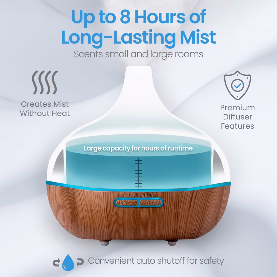 Pure Daily Care  Ultrasonic Aromatherapy Home Diffuser with 10 Essential Oils Set