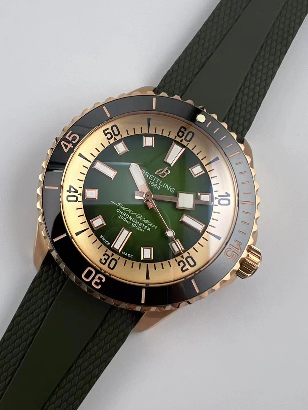 Rolex Watch Breitling Superocean 42 Automatic Green Strap