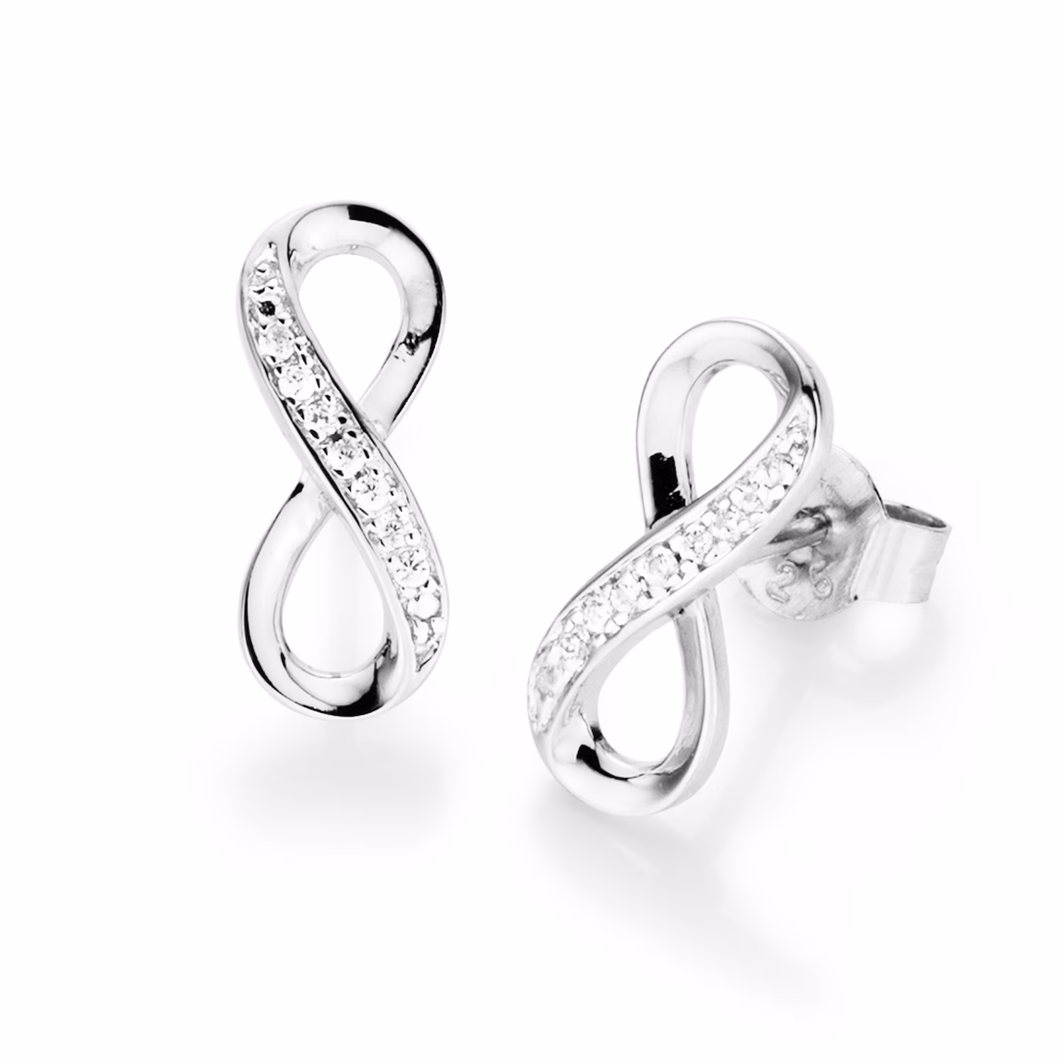 Ohrstecker Infinity, Unendlichkeit mit Zirkonia, Silber 925