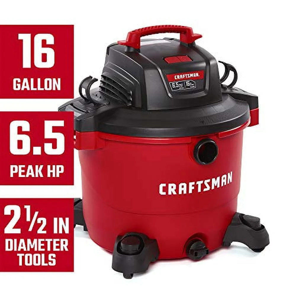 CRAFTSMAN CMXEVBE17595 16 Gallon 6.5 Peak HP Wet/Dry Vac, Heavy-Duty Shop Vacuum with Attachments