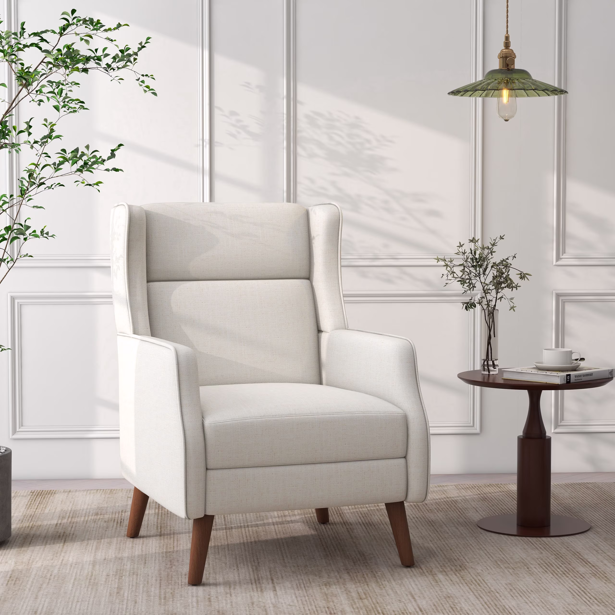 UIXE Wingback Accent Chair Set of 2, PU Leather Upholstered Armchair for Living Room Arm Chair, Black