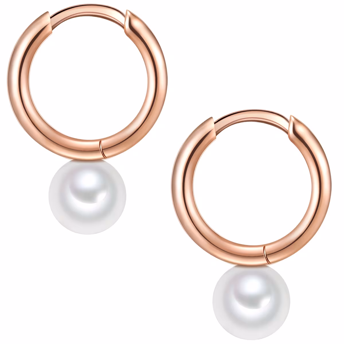 Creolen Sterling Silber Süßwasser-Zuchtperle in Roségold