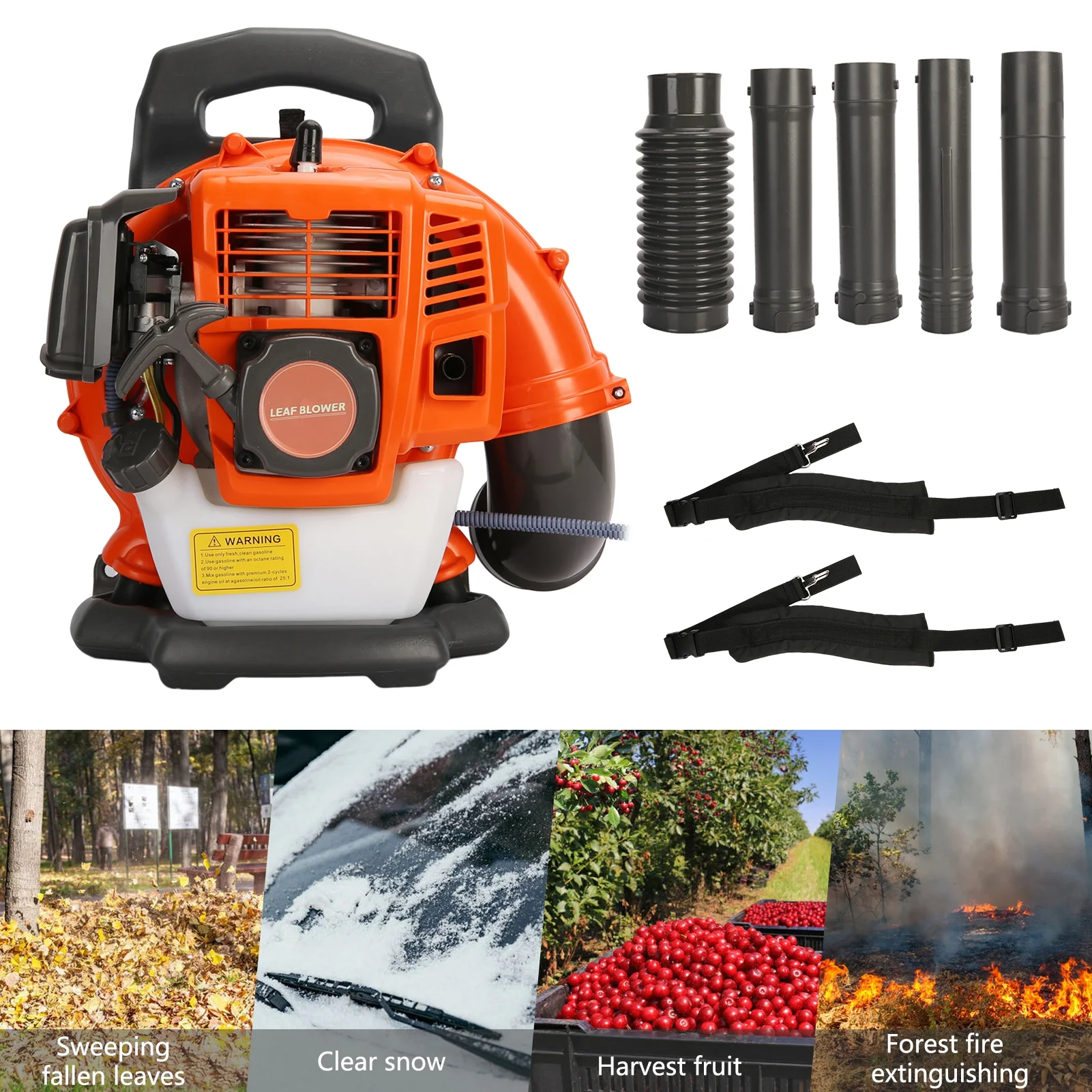 52cc Gas Backpack Leaf Blower, High-Velocity 550 CFM, Ergonomic Design, Low Vibration, and Cruise Control for Yard Work All Year Round