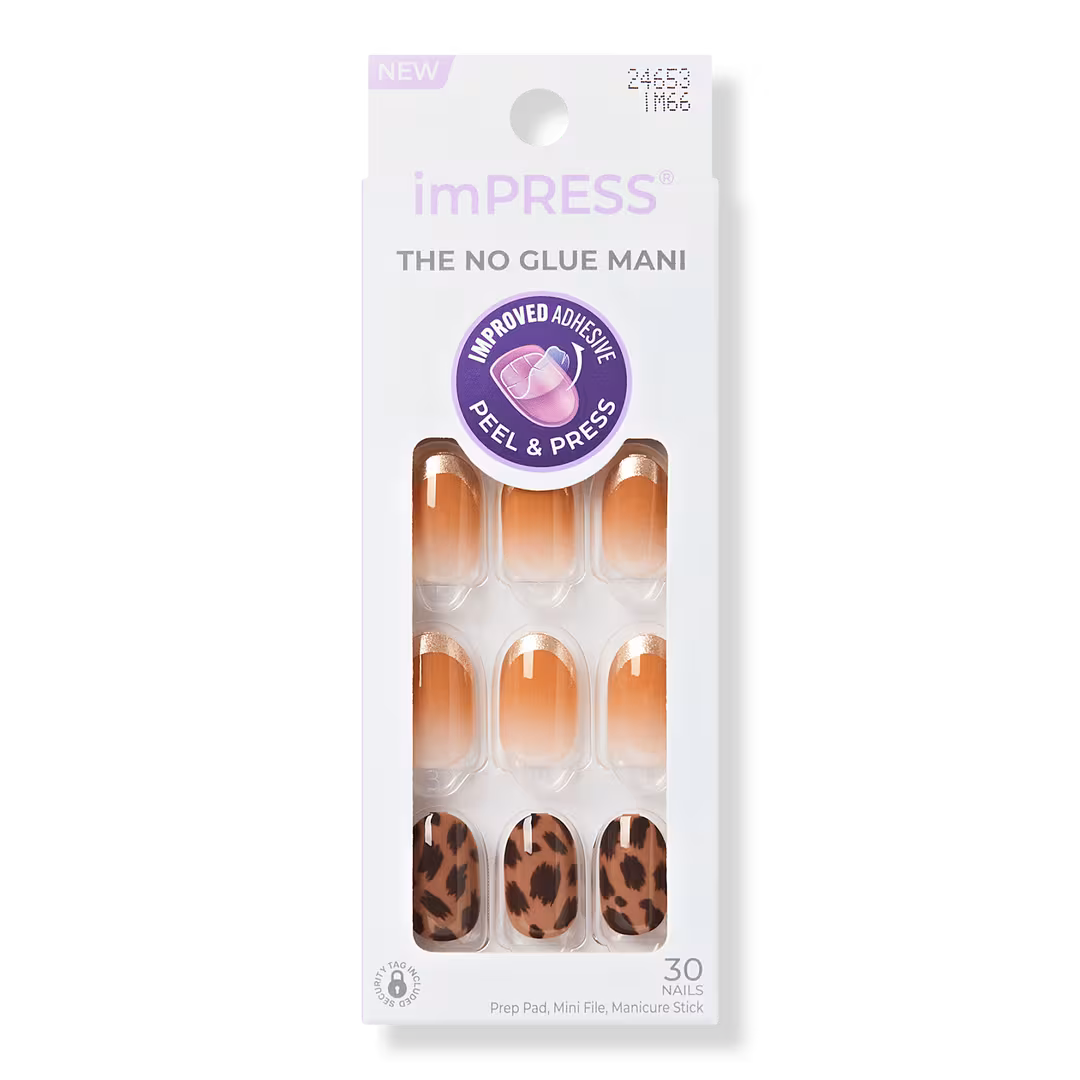 Kiss  Impress French Design Short Oval Press On Nails