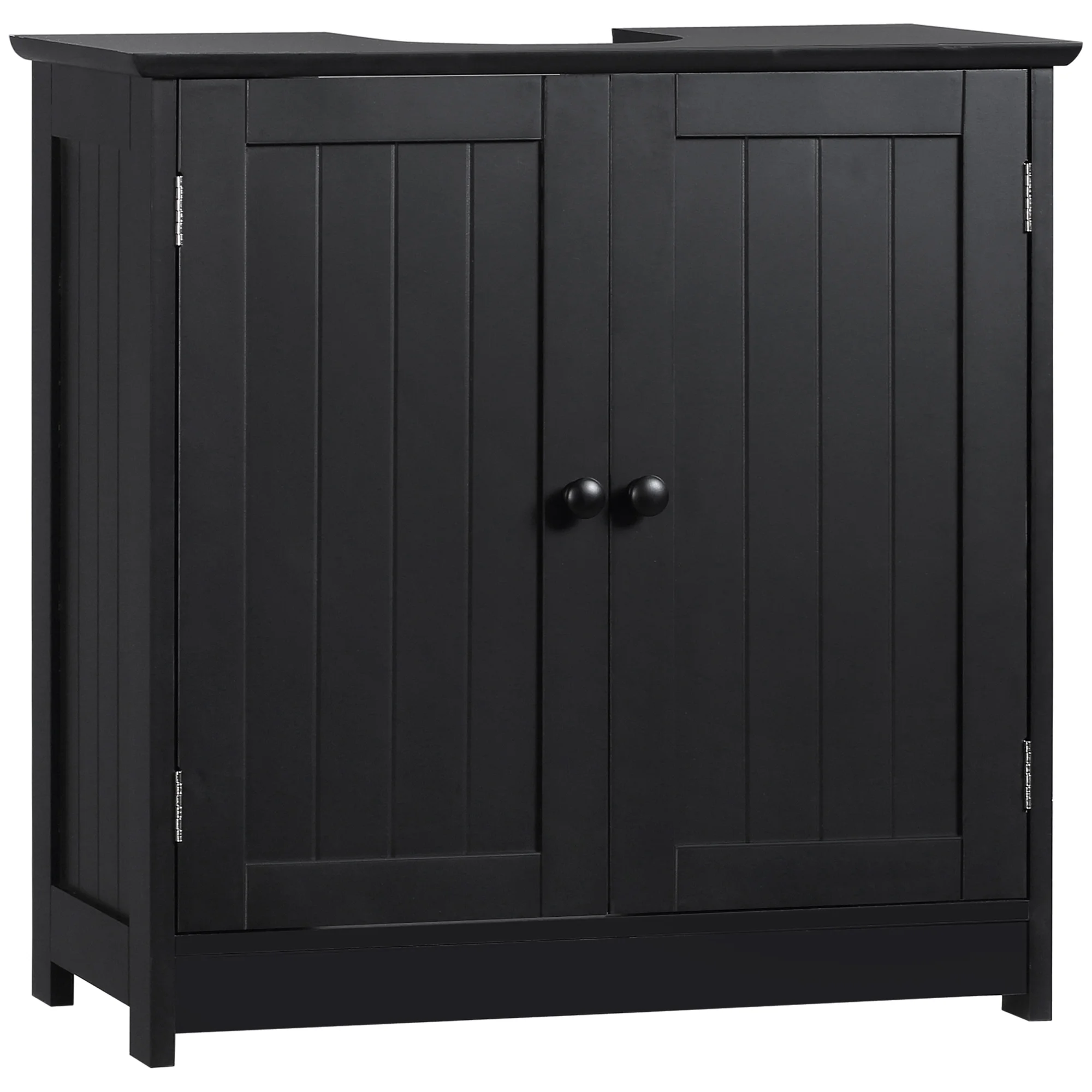 HOMCOM Under Sink Bathroom Cabinet with 2 Doors and Shelf, Pedestal Sink Bathroom Vanity Cabinet, Black