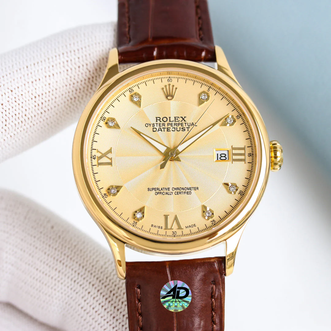 Rolex Watch Datejust 40mm Gold Leather