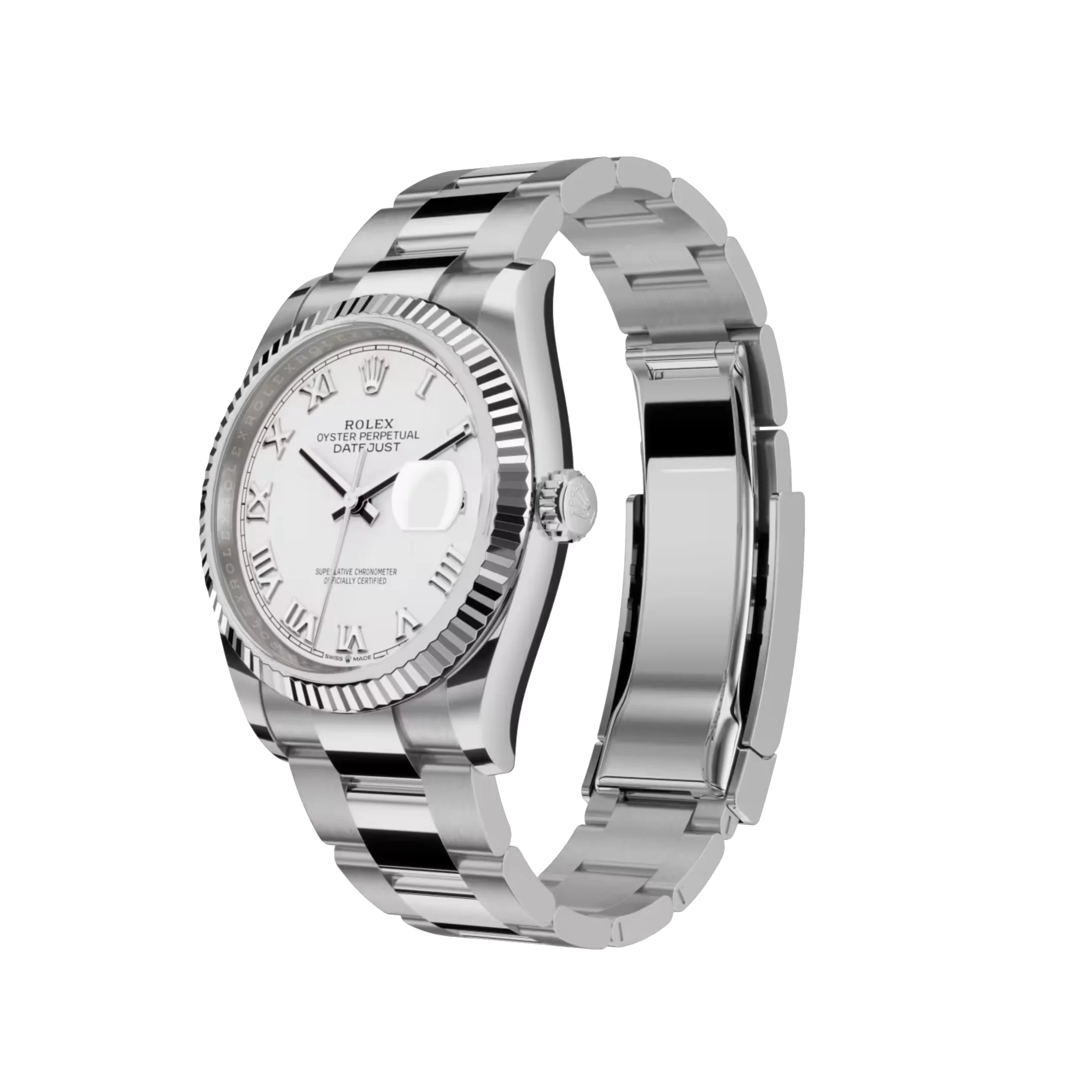 Rolex Datejust: Oystersteel and white gold, white dial, Oyster bracelet, m126234-0026