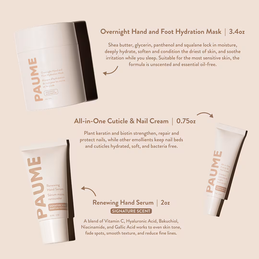 PAUME  Hand Treatment Trio Set for Youthful Hands & Nails