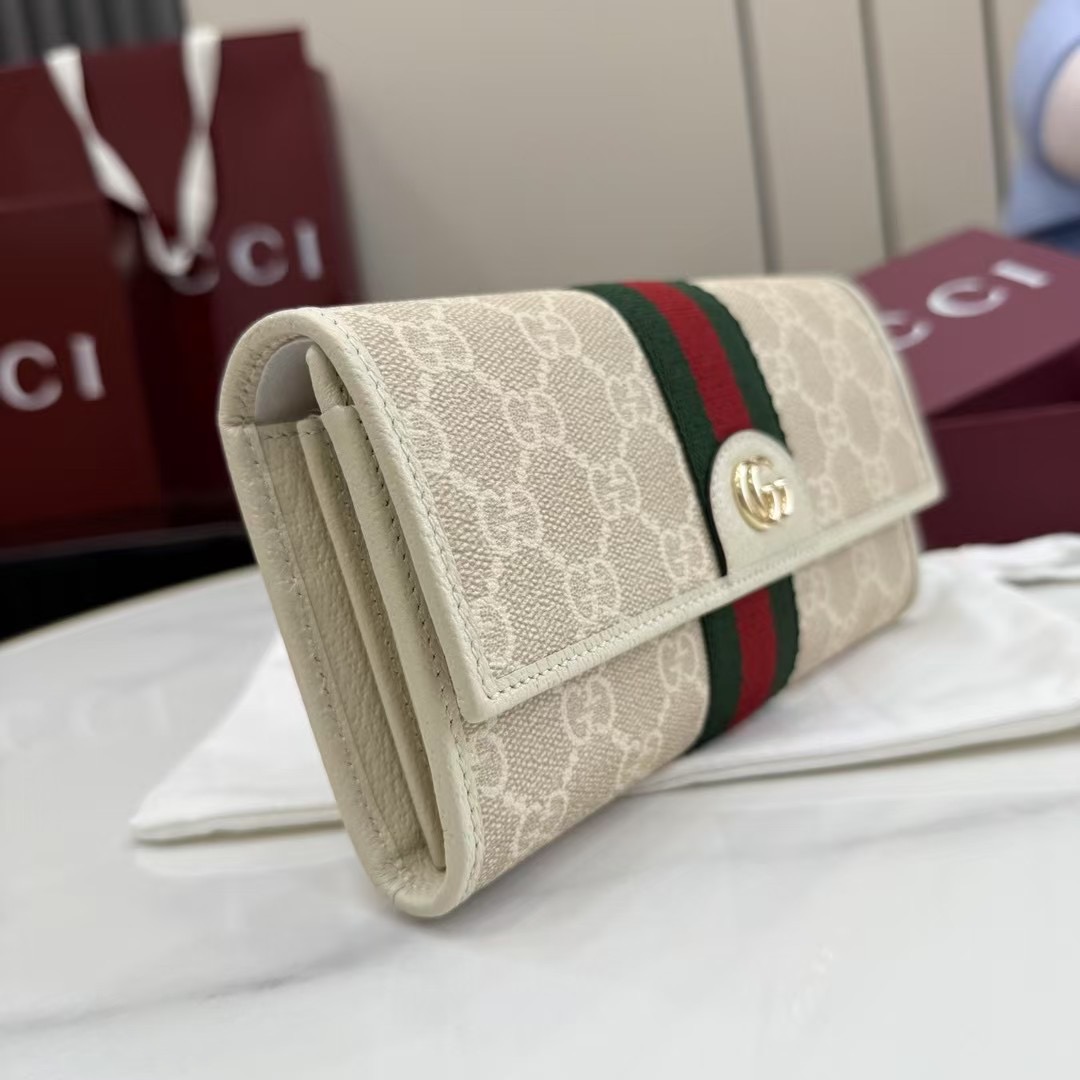 Gucci New Beige Ophidia Collection Long Wallet