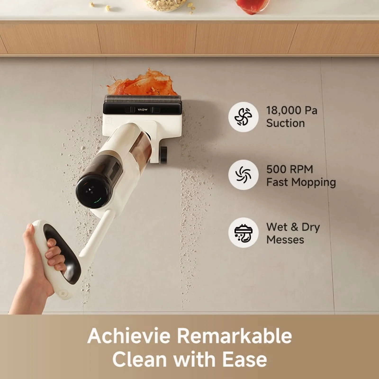 MOVA K30SE Wet Dry Vacuum,180Flat Reach Floor Mop,Self Dual-Edge Cleaning,18000 Pa Suction