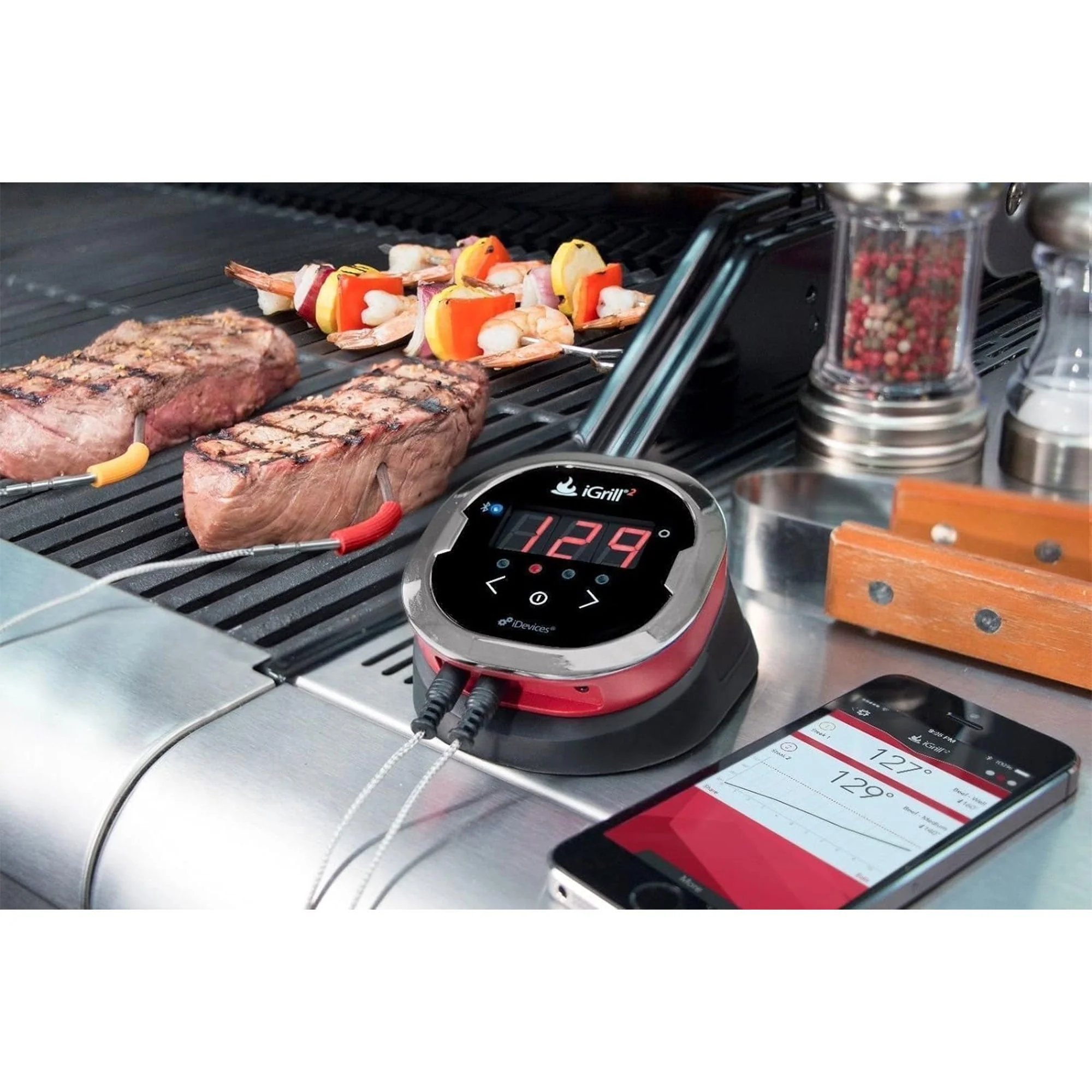iDevices iGrill 2 Bluetooth Meat Thermometer with Color-Coded Meat Probes