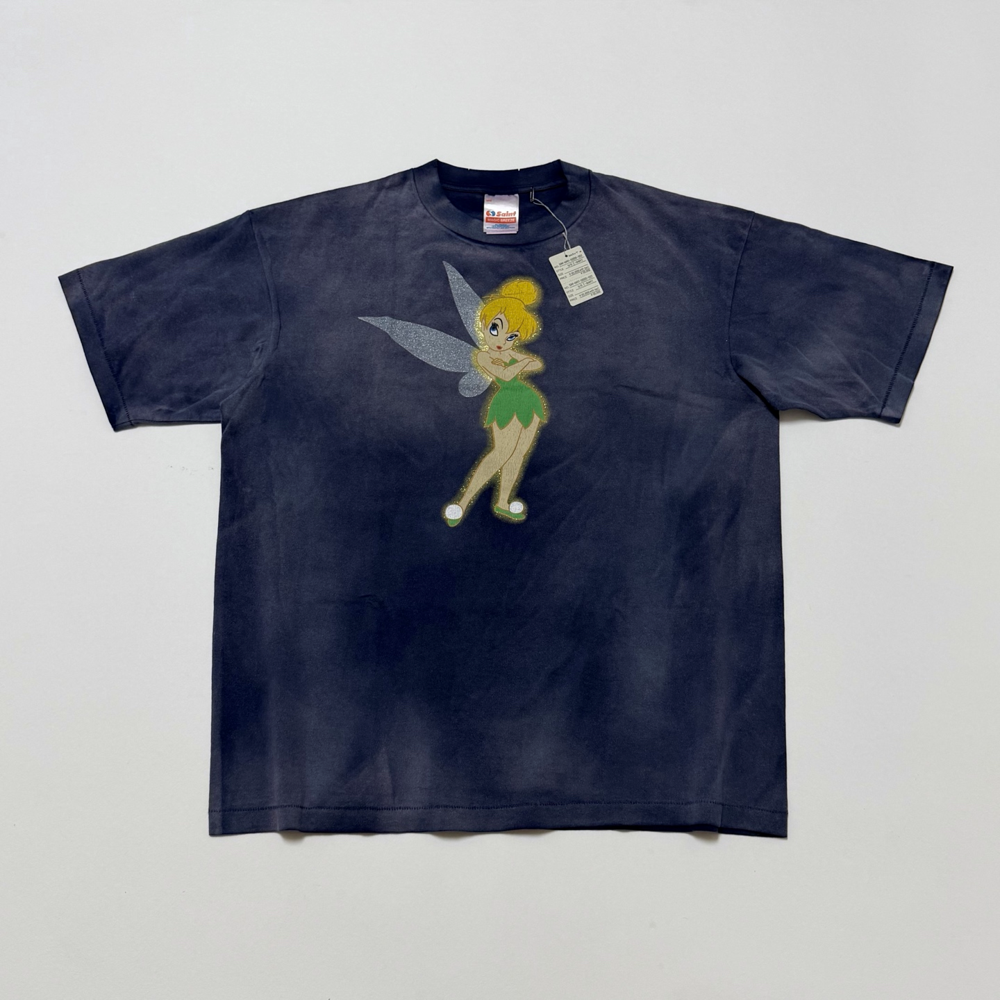 Washed blue collaboration Doraemon printed short-sleeved shirt